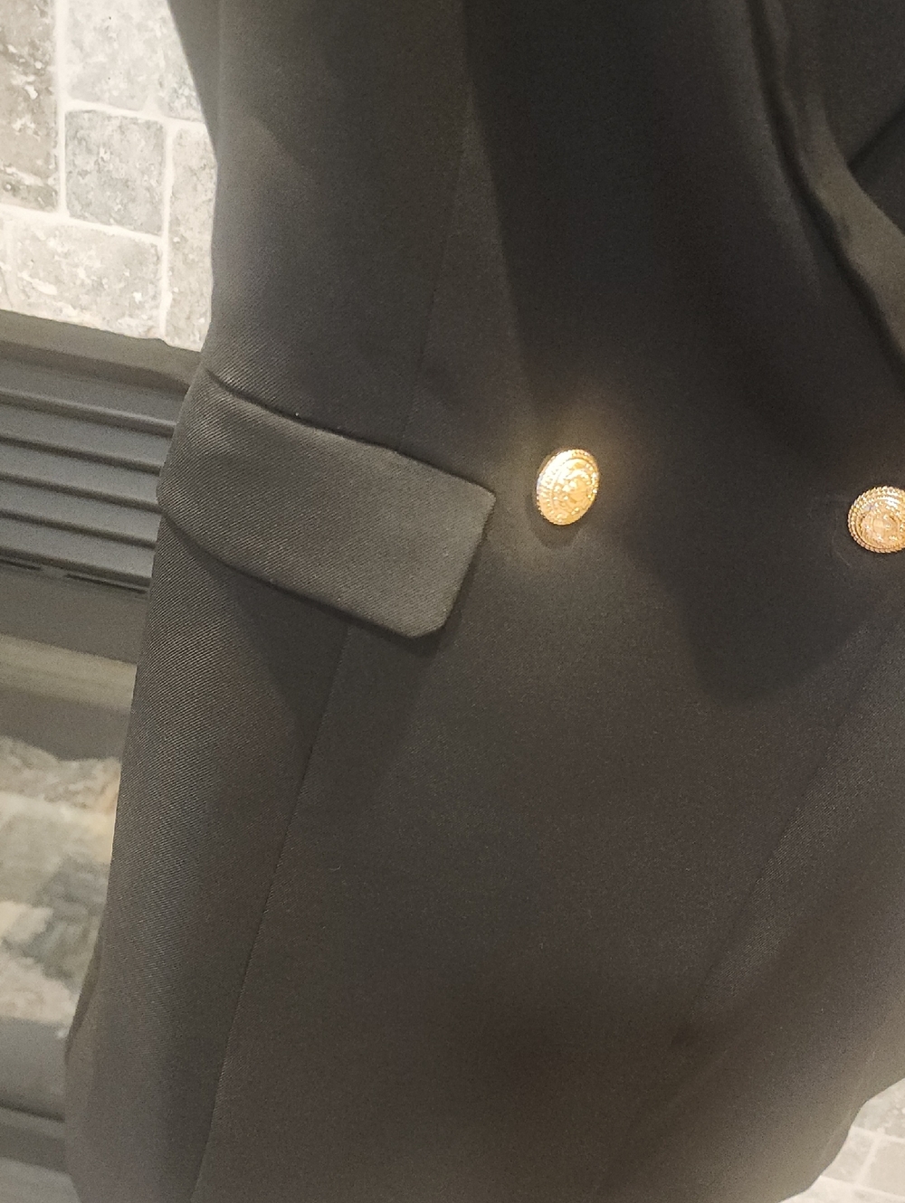 Endless Rose Black Sleeveless Double-Breasted Blazer Romper with Gold Buttons - Picture 11 of 12